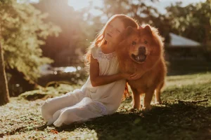 young girl with her dog